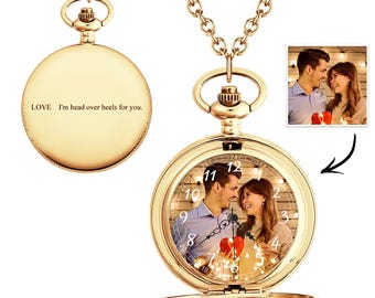 Orologio da tasca personalizzato con foto, orologio da tasca personalizzabile con incisione, regalo