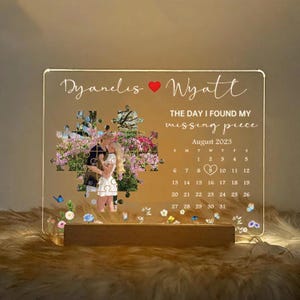 Personalisierter Puzzle Fotorahmen LED-Licht Benutzerdefinierte Paar Geschenk Fehlende Stück Rahmen Freund Freundin Valentinstag Romantisches Geschenk