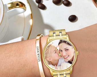 Unisex Engraved Photo Watch Alloy Strap 38mm