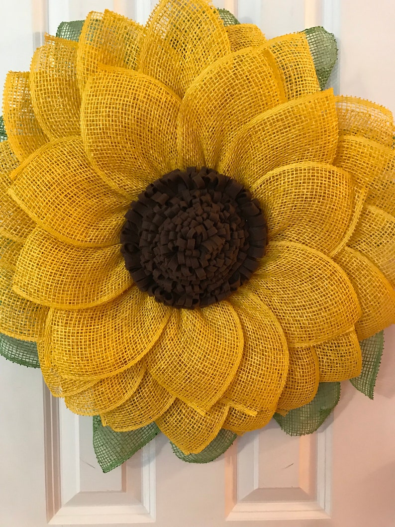 Poly Burlap Wreath Yellow Sunflower Everyday Wreath Poly | Etsy