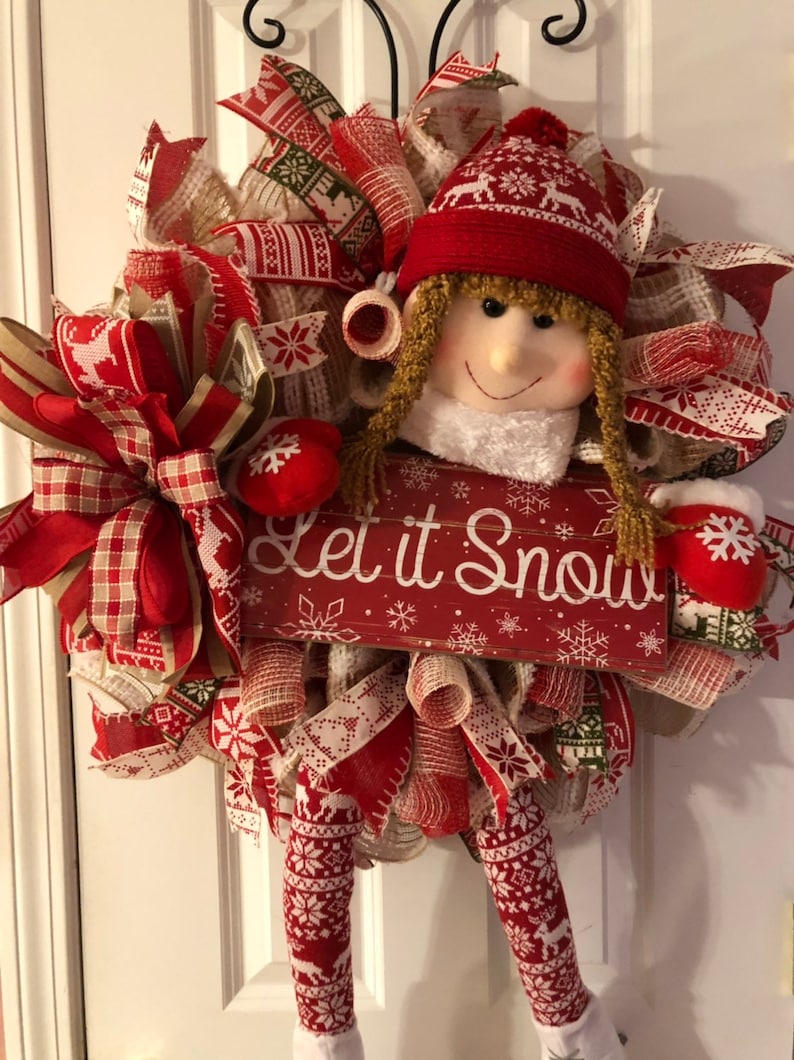 Winter snowman ice skater everyday wreath