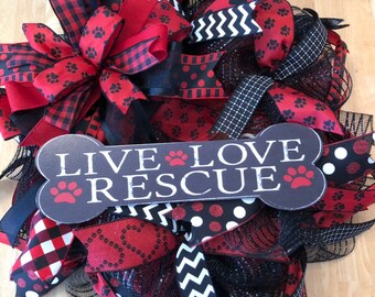 Pet wreath, pet rescue decor, everyday wreath, home decor, front door decor