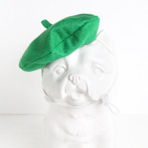 Green Petit Beret - Pet Petite Beret Hat, Cat Beret Hat, Dog Beret Hat, Pet Photo Prop, Personalized Birthday Holiday Hat Gift