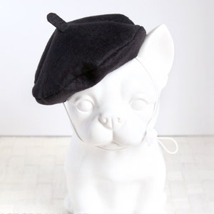 Black Petit Beret - Pet Petite Beret Hat, Cat Beret Hat, Dog Beret Hat, Pet Photo Prop, Personalized Birthday Holiday Hat Gift