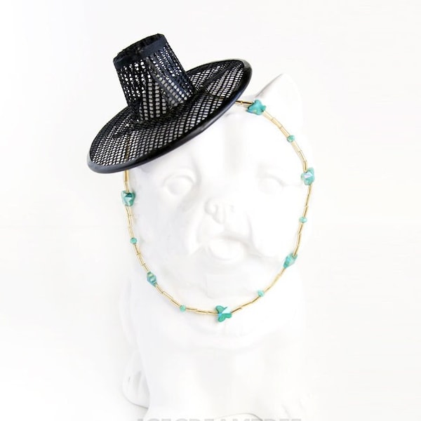 Korean Gat Hat, Korean Traditional Headpiece, Beads Chains, Cute Hanbok Photo Hat, Photo Prop, Dog & Cat Hat - Birthday Holiday Gift