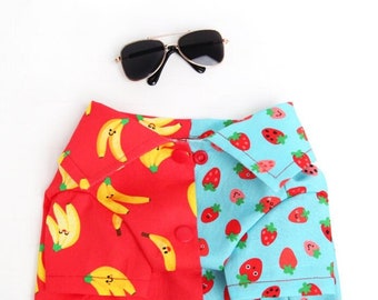 Strawberry Banana Look Outfit - Sunglasses, Half Strawberry Half Banana Shirt, Bucket hat, Dog & Cat Hawaiian Shirt, Birthday Gift