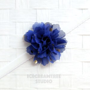 Navy Blue Little Gold Foil Dot Bloom Flower Collar Slide On, Flower Collar Accessories, Corsage Accessories, Collar Add On, Collar Flower