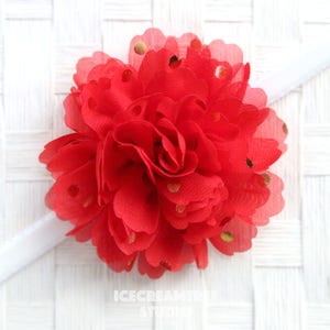 Red Jumbo Gold Foil Dot Bloom Flower Collar Slide On, Flower Collar Accessories, Corsage Accessories, Collar Add On, Collar Flower