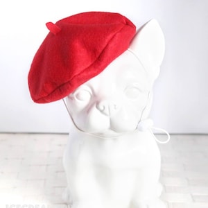 Red Petit Beret - Pet Petite Beret Hat, Cat Beret Hat, Dog Beret Hat, Pet Photo Prop, Personalized Birthday Holiday Hat Gift