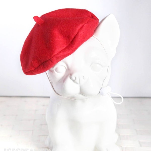 Petit béret rouge - petit béret pour animal de compagnie, béret de chat, béret de chien, accessoire photo pour animaux de compagnie, cadeau d'anniversaire personnalisé chapeau de vacances