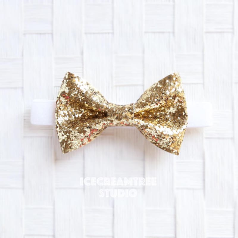 sparkly gold bow tie