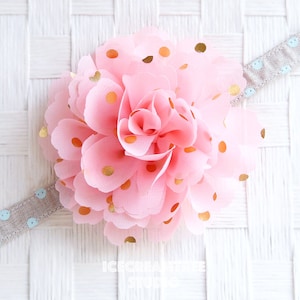 Soft Pink Jumbo Gold Foil Dot Bloom Flower Collar Slide On, Flower Collar Accessories, Corsage Accessories, Collar Add On, Collar Flower