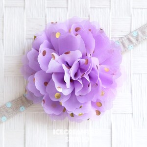 Soft Lavender Jumbo Gold Foil Dot Bloom Flower Collar Slide On, Flower Collar Accessories, Corsage Accessories, Collar Add On, Collar Flower
