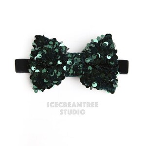 Papillon / fascia per capelli con paillettes verde pino - Collare elastico per animali domestici, collare papillon per cani, collare papillon per gatti, collana collare per animali morbido elastico