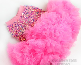 Fluffy Tutu Skirt - Pet Tutu Skirt, Dog Tutu, Cat Tutu, Party Dress, Birthday Wedding Event Photo -Bright Pink, Aqua Blue, Lavender, Cream