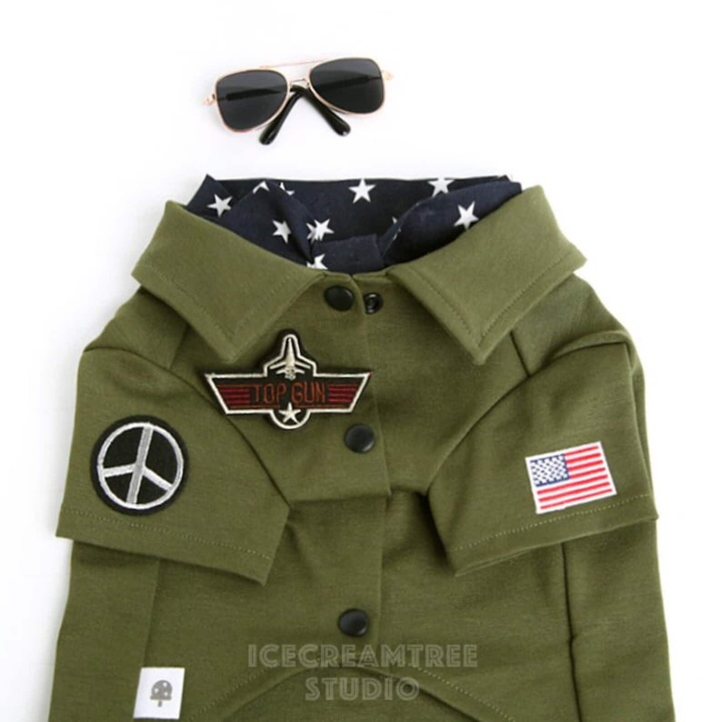 Top Gun Look Outfit Set Pet Fighter Pilot Outfit Navy Etsy