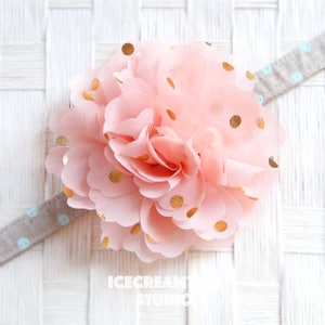 Peach Jumbo Gold Foil Dot Bloom Flower Collar Slide On, Flower Collar Accessories, Corsage Accessories, Collar Add On, Collar Flower