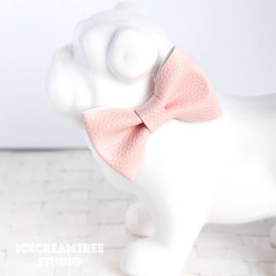 Bow Tie Collar Slide On Bow Collar Accessories Faux Leather Pink Collar Add On Bowtie