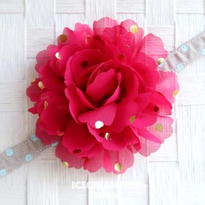 Deep Rose Jumbo Gold Foil Dot Bloom Flower Collar Slide On, Flower Collar Accessories, Corsage Accessories, Collar Add On, Collar Flower