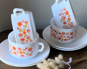 Service de 4 tasses café Arcopal tacots