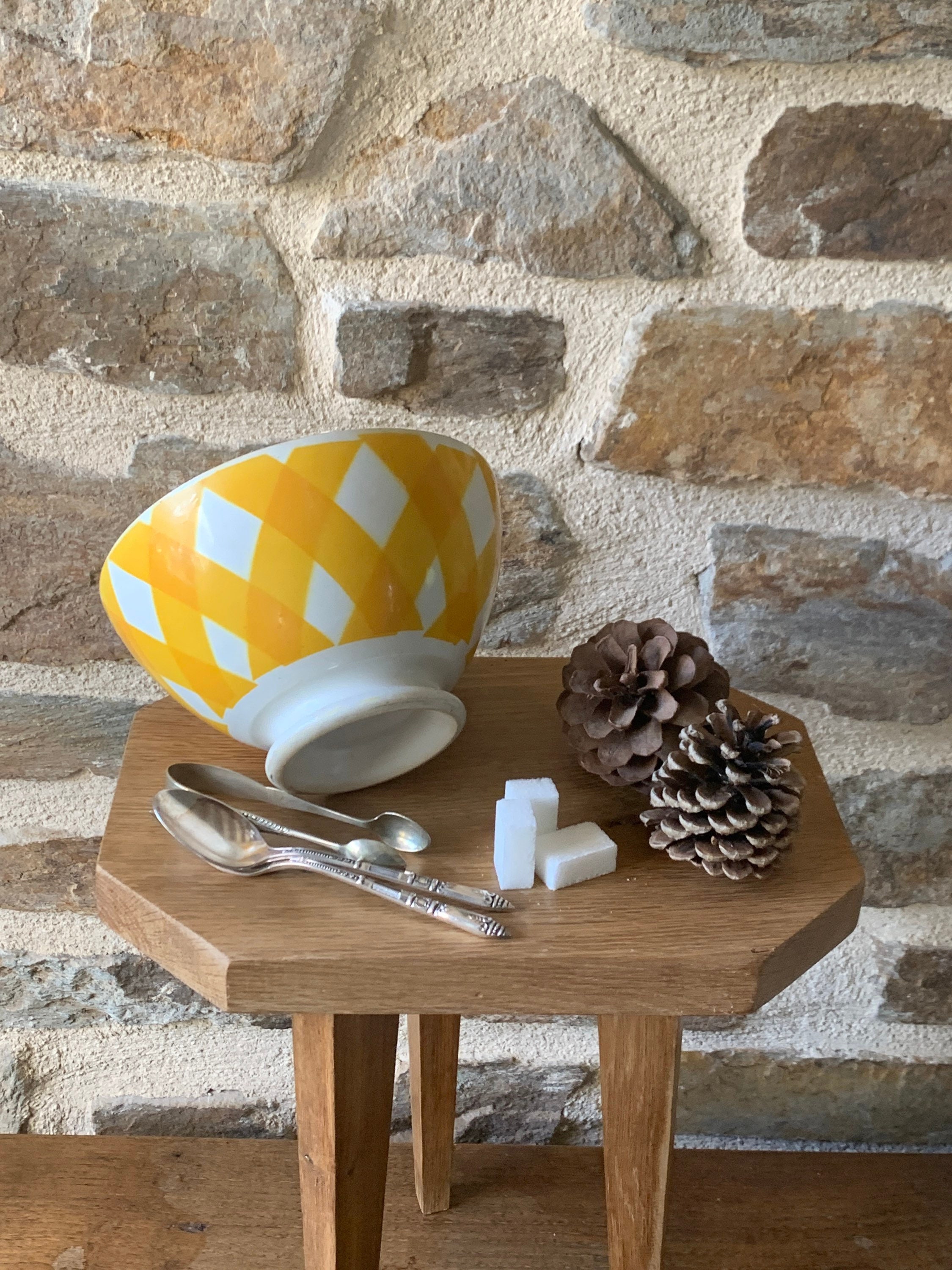 Bol Ancien Jaune Sarreguemines , Old Bowl, French Bowl, Torchon, Jaune, Campagne Chic, Cup, Grandmot