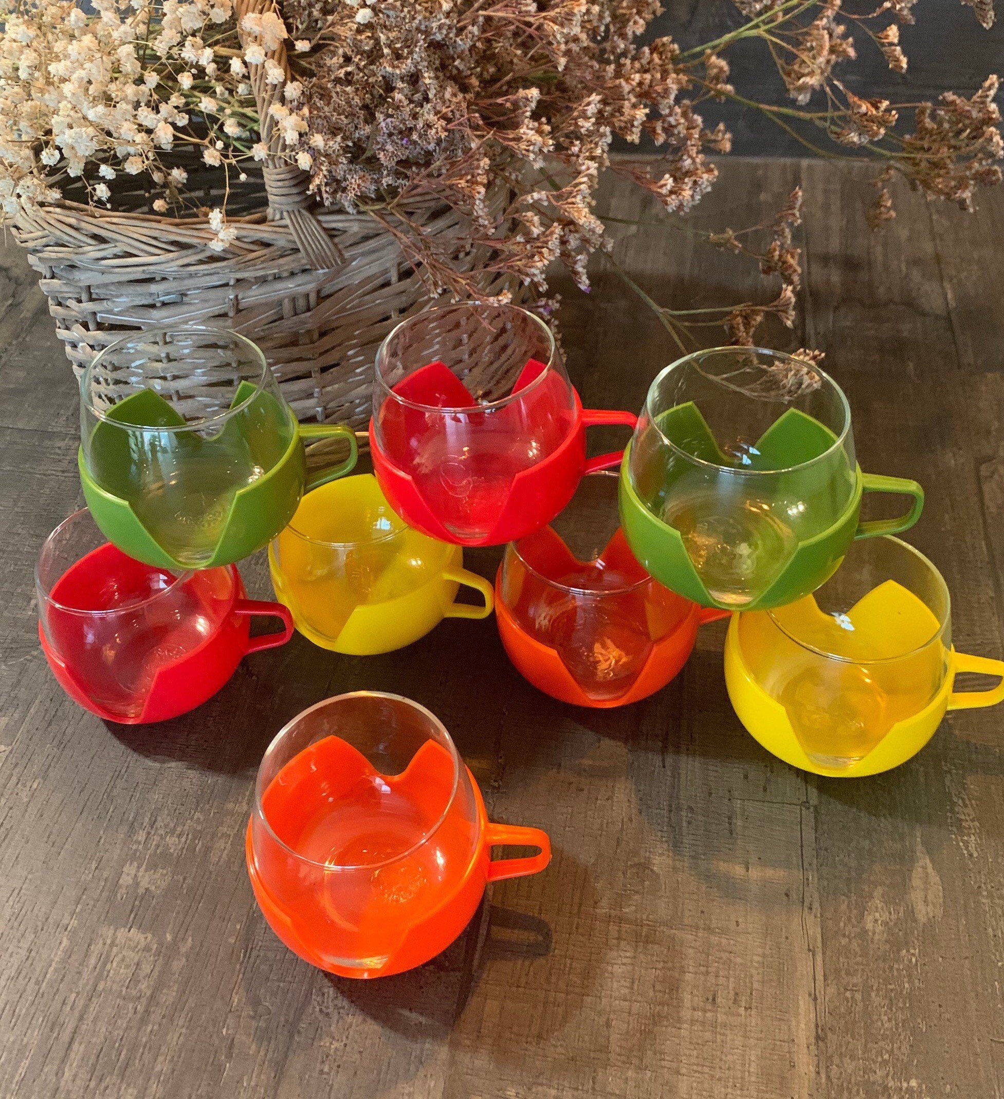 8 Verres à Café Negrita Multicouleurs, Negrita, Verres, Tasses Café, Vintage, Chopes Grog, Arlequin,