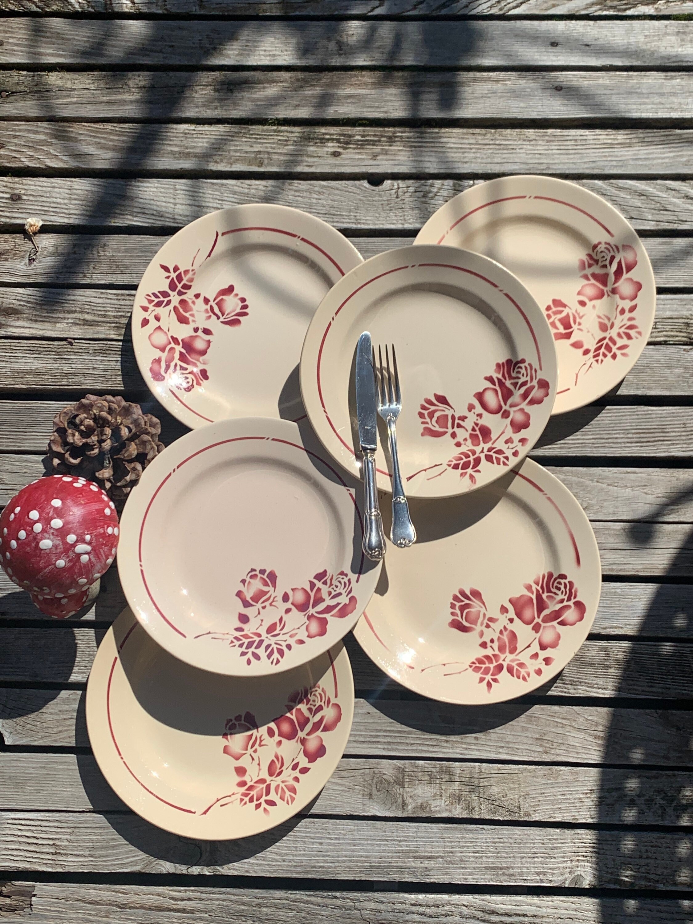 Lot de 6 Assiettes Plates Saint Amand Les Eaux, Saint Amand Eaux, Terre Fer, Vaisselle Ancienne, Vai