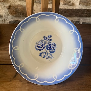 Salad bowl round digoin blue flowers, digoin, faience, faience flowery, dish, dis, deep dish, tableware, chic countryside, dishes, salad bowl digoin