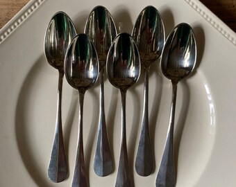 6 small dessert spoons in silver metal single-plated model Avive, small silver metal spoons
