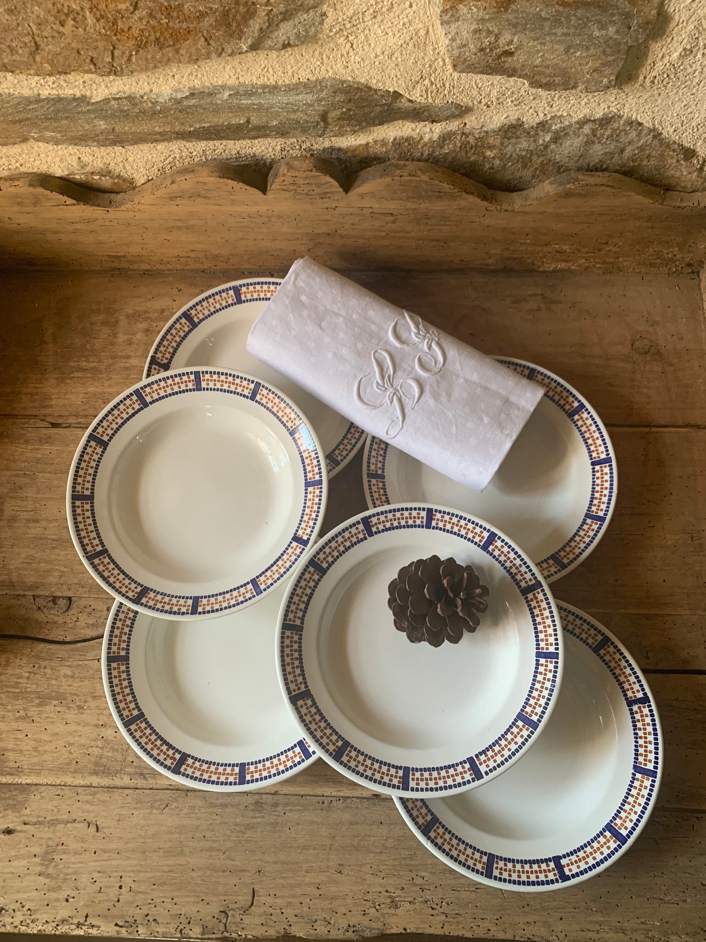 6 Assiettes Creuses ou à Soupe Manufacture Givors Modèle Claire , Givors Claire