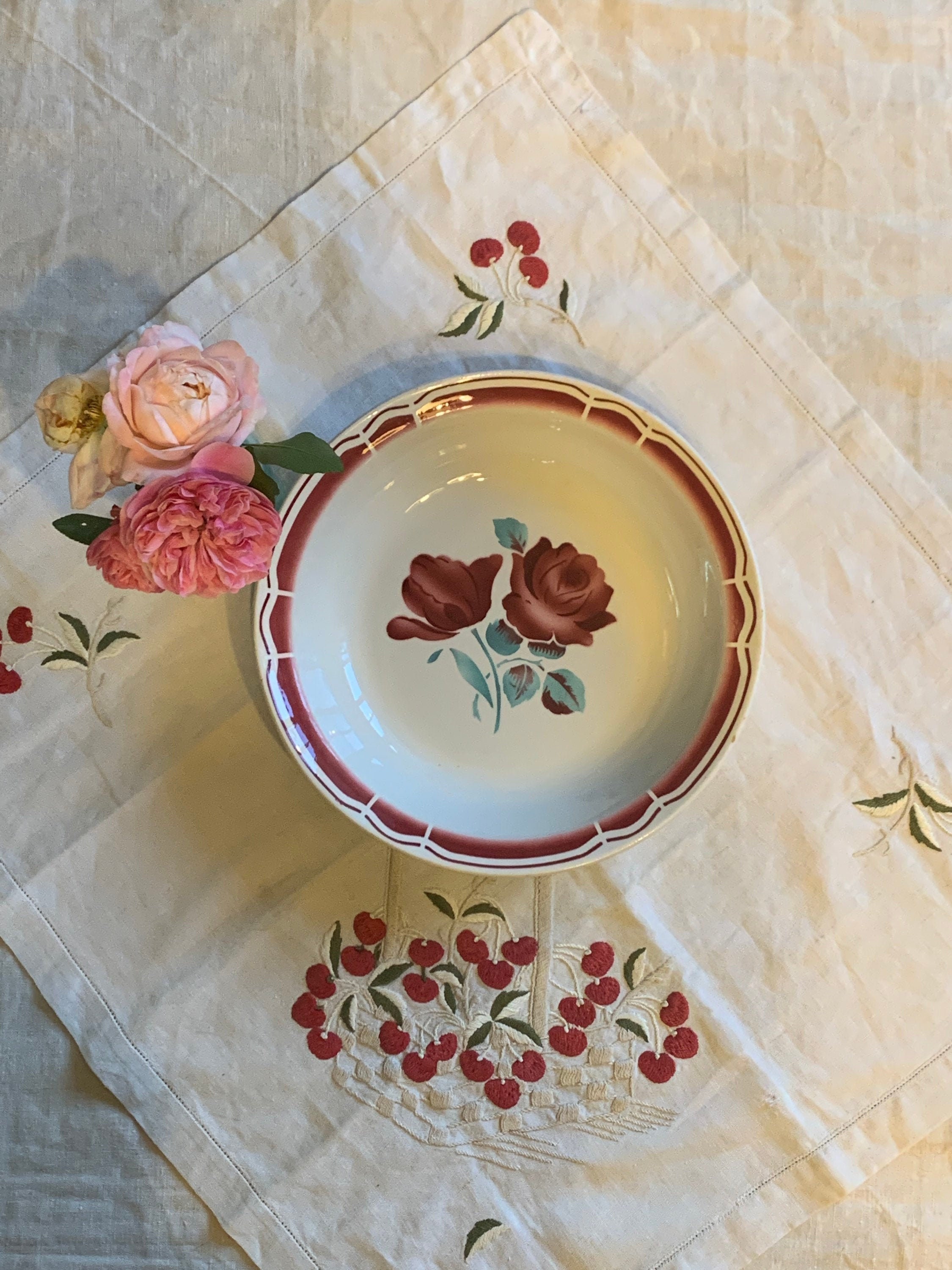 Plat Creux Rond Badonviller, Badonviller, Faience, Faience Fleurie , Plat , Dis , Deep Dish , Art de