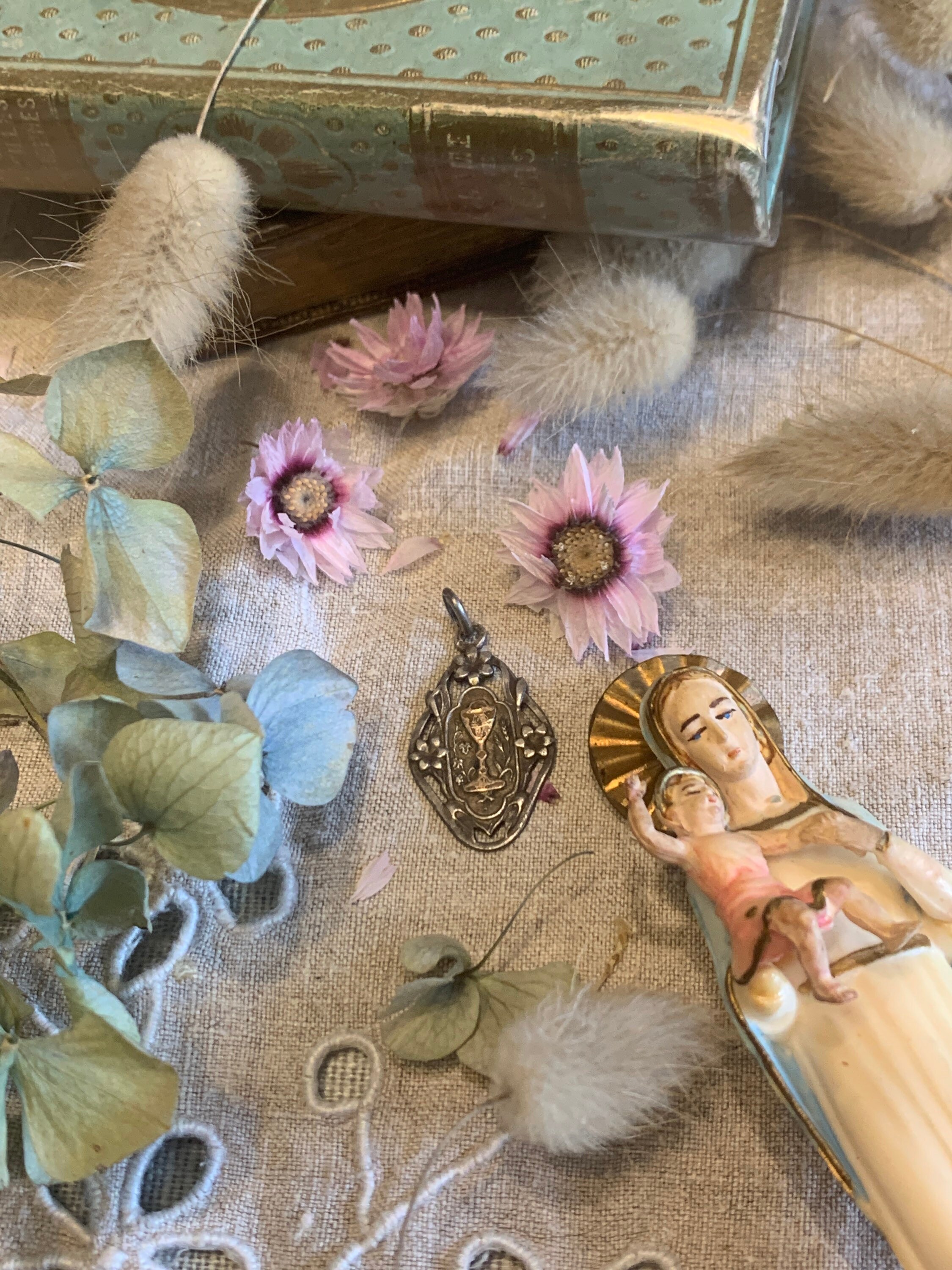 Médaille de Communion Calice Argent, Calice, Médaille Communion, Lourdes, Médaille Religieuse, Medal