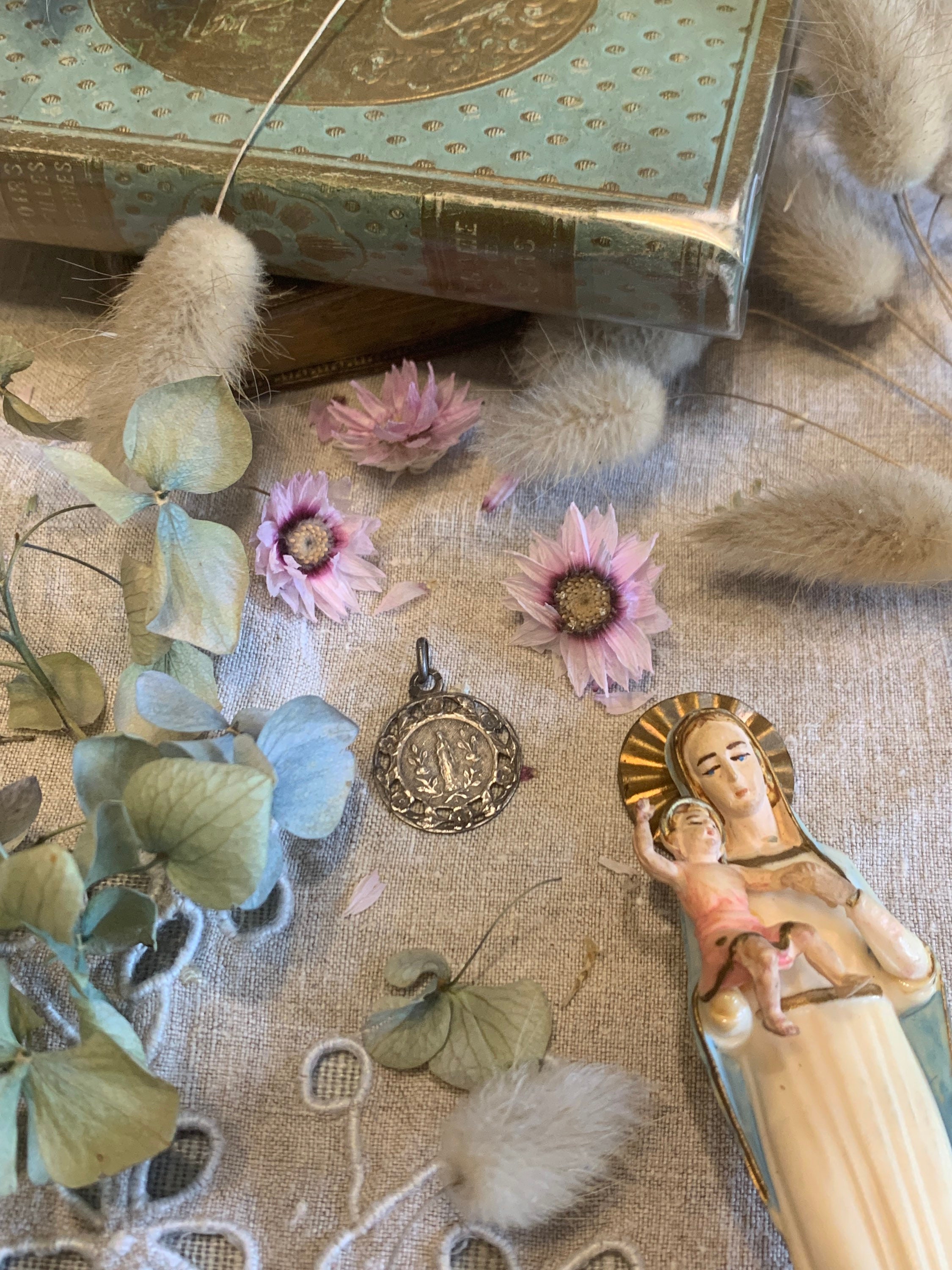 Médaille Notre Dame de Lourdes Argent, Médaille Lourdes, Lourdes, Médaille Religieuse, Medal, Religi