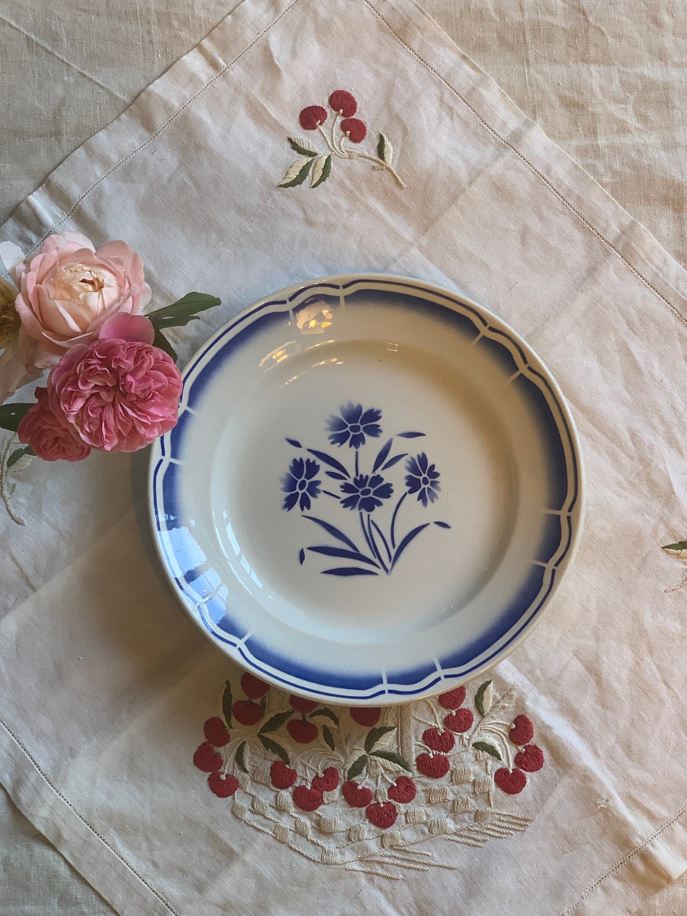 Plat Rond Badonviller Fleurs Bleues, Badonviller, Faience Fleurie , Plat , Dis , Deep Dish , Art de 