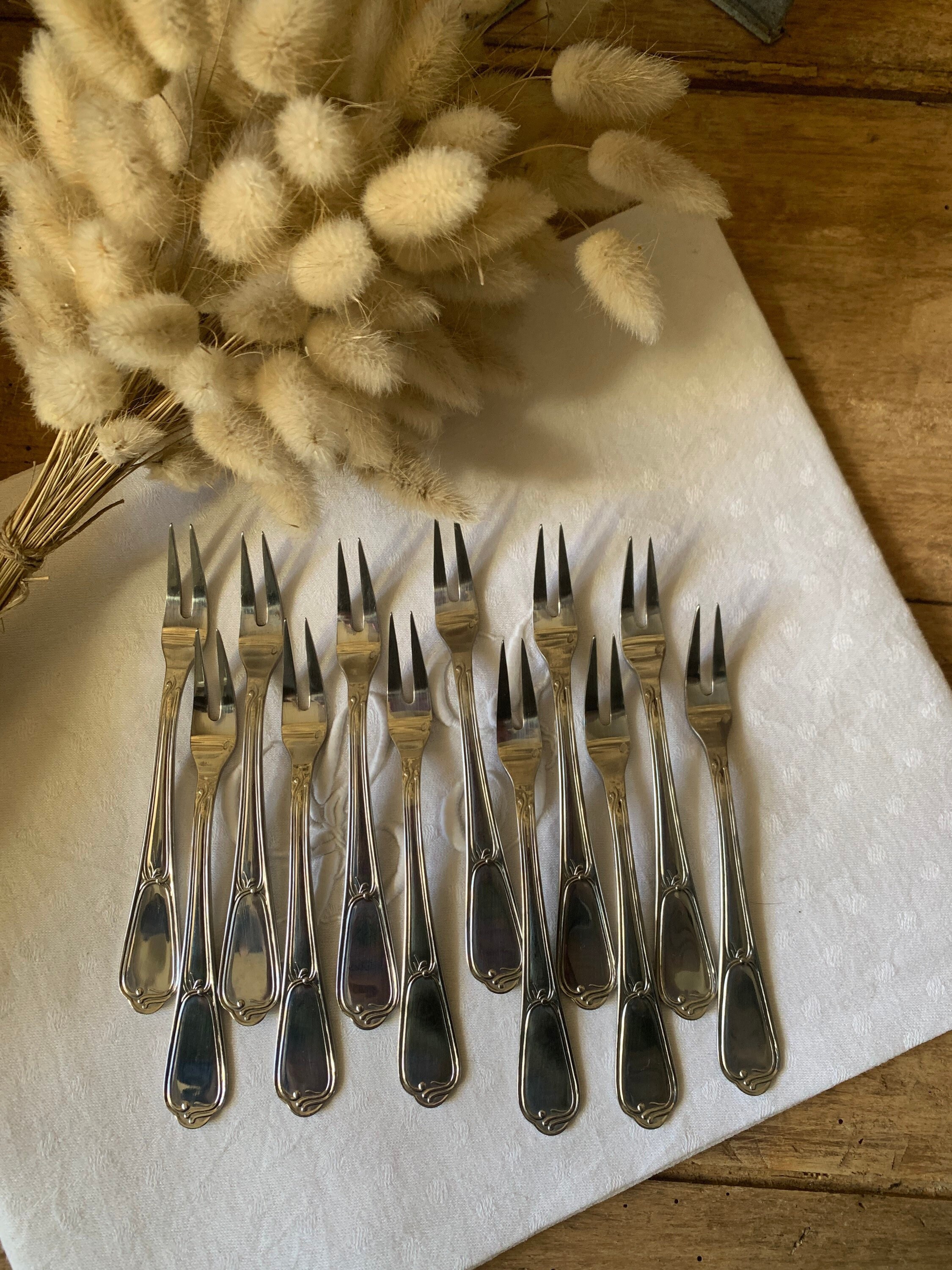 12 Fourchettes à Escargots ou Cocktail en Coffret Inox , Pour Inox,