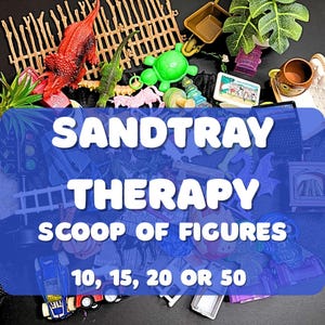 Sand Tray Mystery Scoop – Miniature Figures for Therapy & Play | Variety of Animals, People, Objects. Sandtray Pieces for Creative Therapy