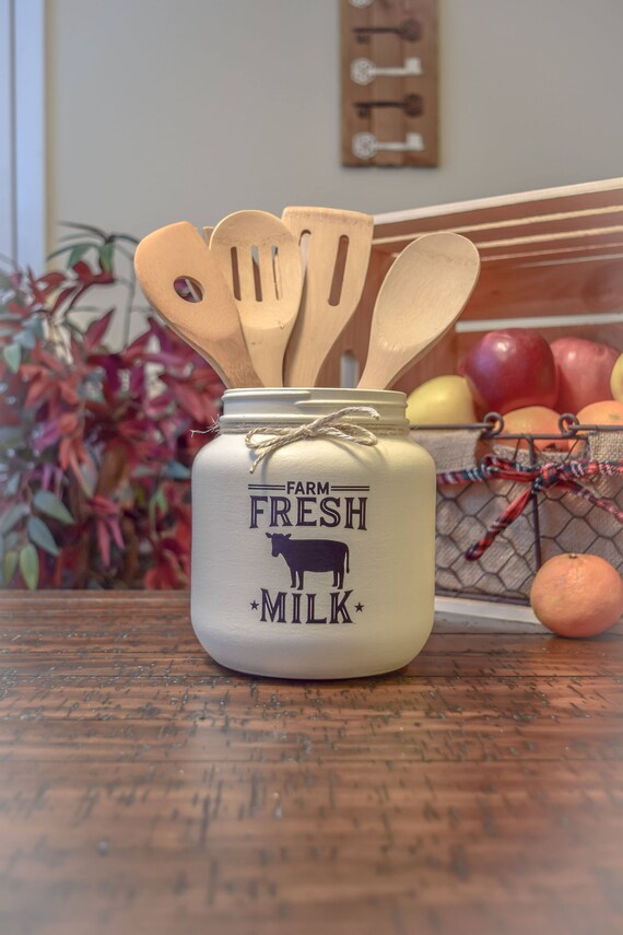 Country Kitchen Utensil Holder Home Decor Farmhouse Decor Etsy