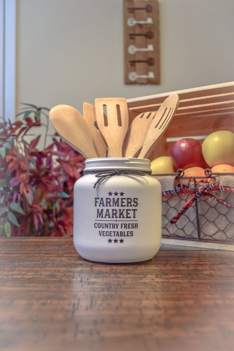 Rustic Farmhouse Utensil Holder Home Decor Farmhouse Decor Etsy