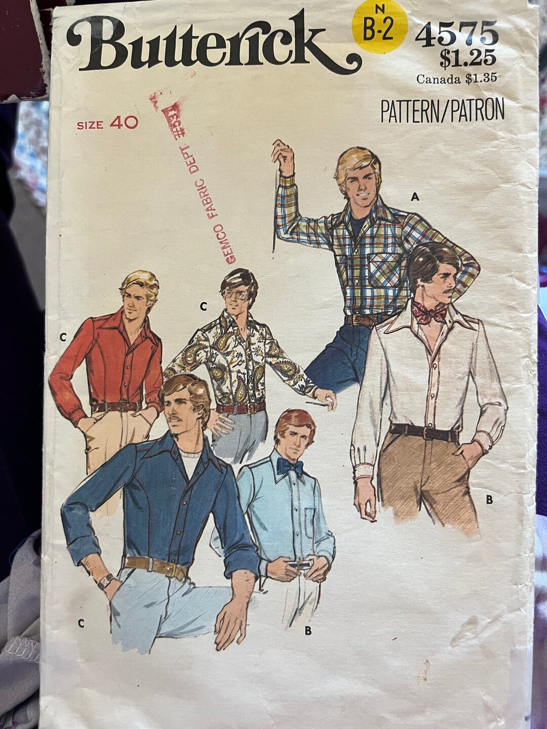 Butterick Men 4575 Sewing Pattern Etsy