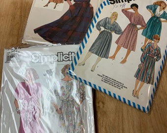 Simplicity 1980's Dolman Sleeve Dress Sewing Patterns