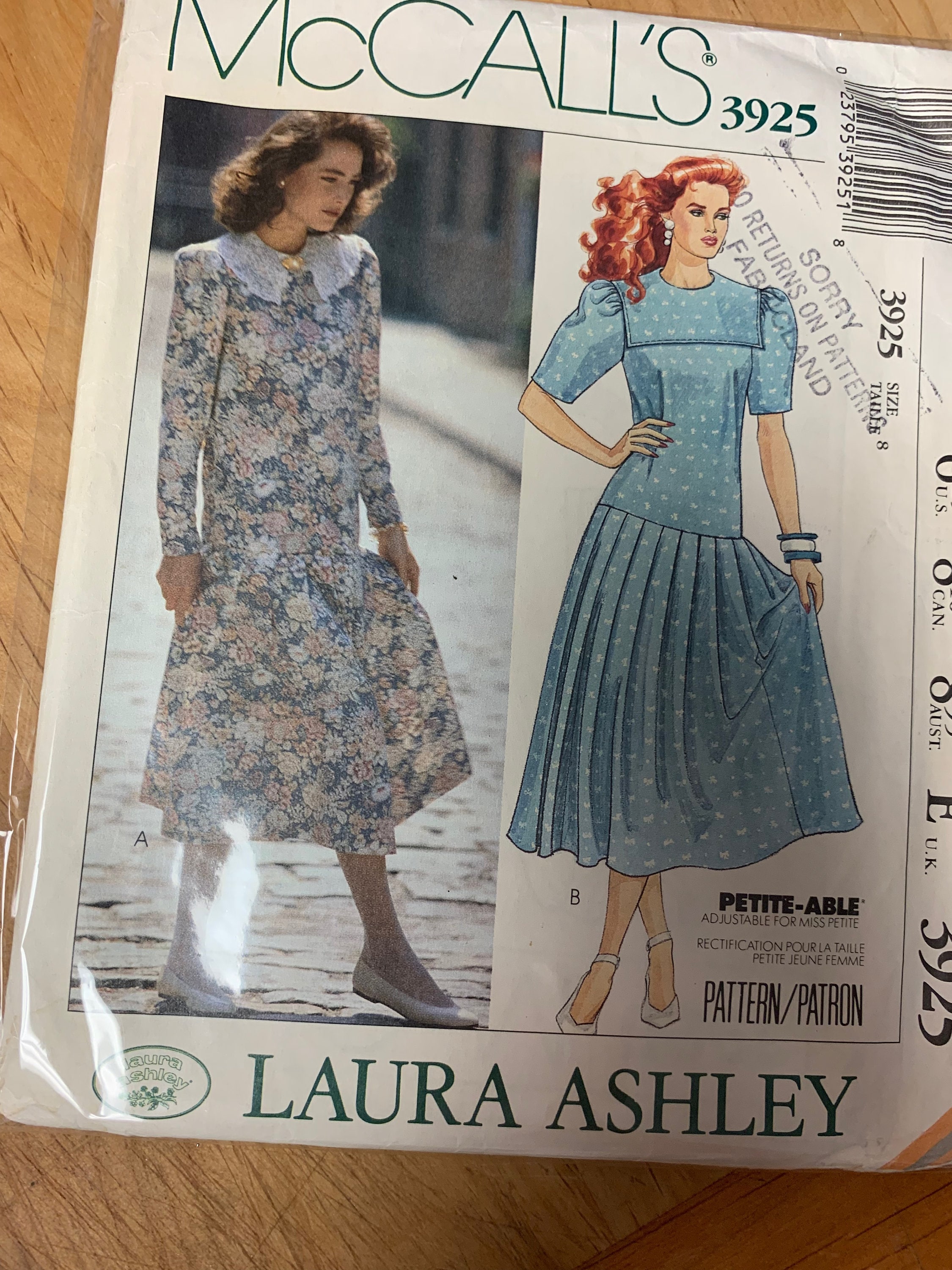 Mccall's Laura Ashley 3925 Sewing Pattern Etsy