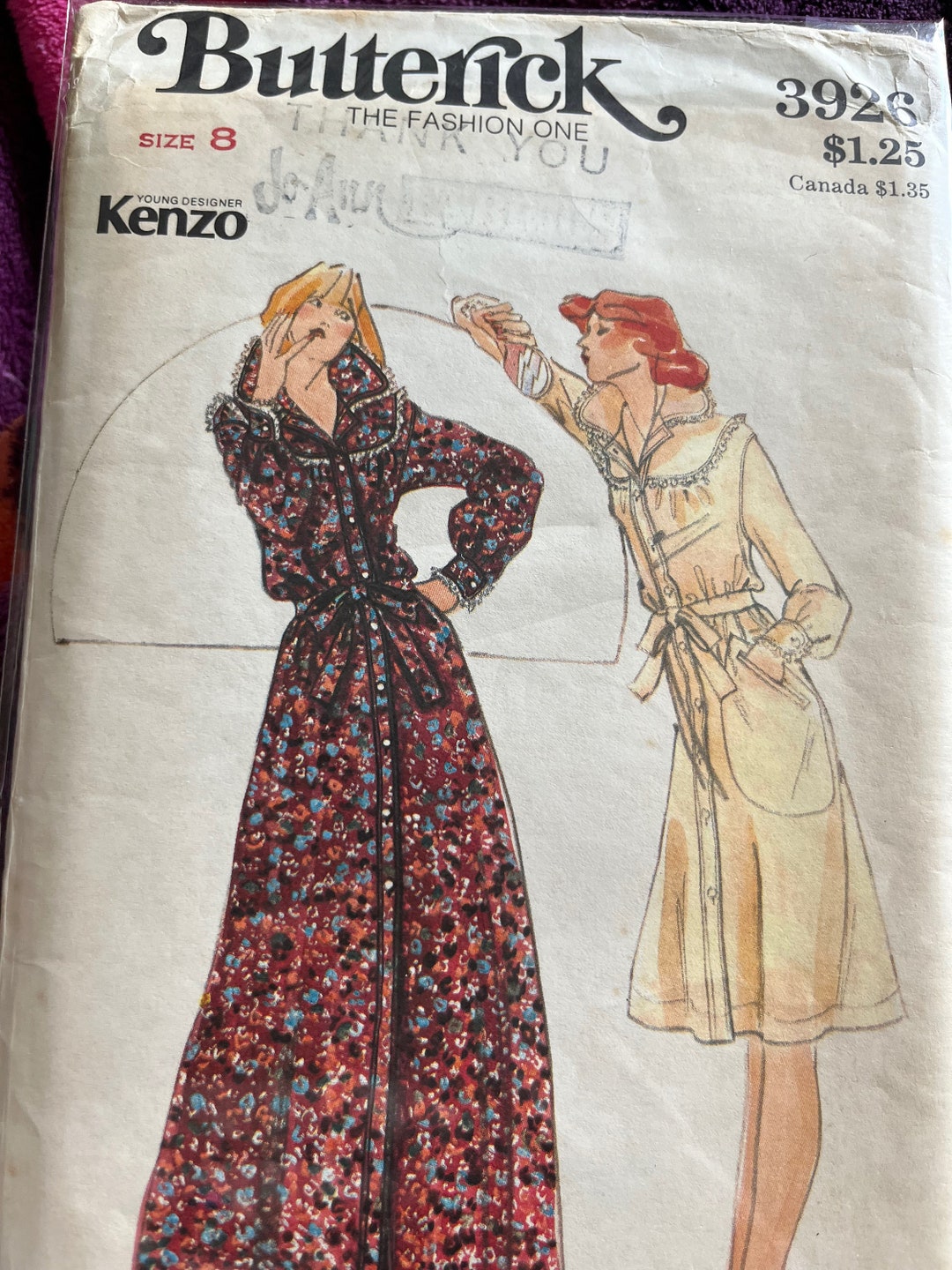 Butterick Kenzo 3926 Sewing Pattern - Etsy