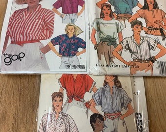 McCall's 1980's Dropped Shoulder Blouse Sewing Patterns