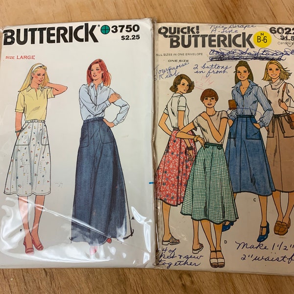 Butterick 1980's A-line Skirt Sewing Patterns