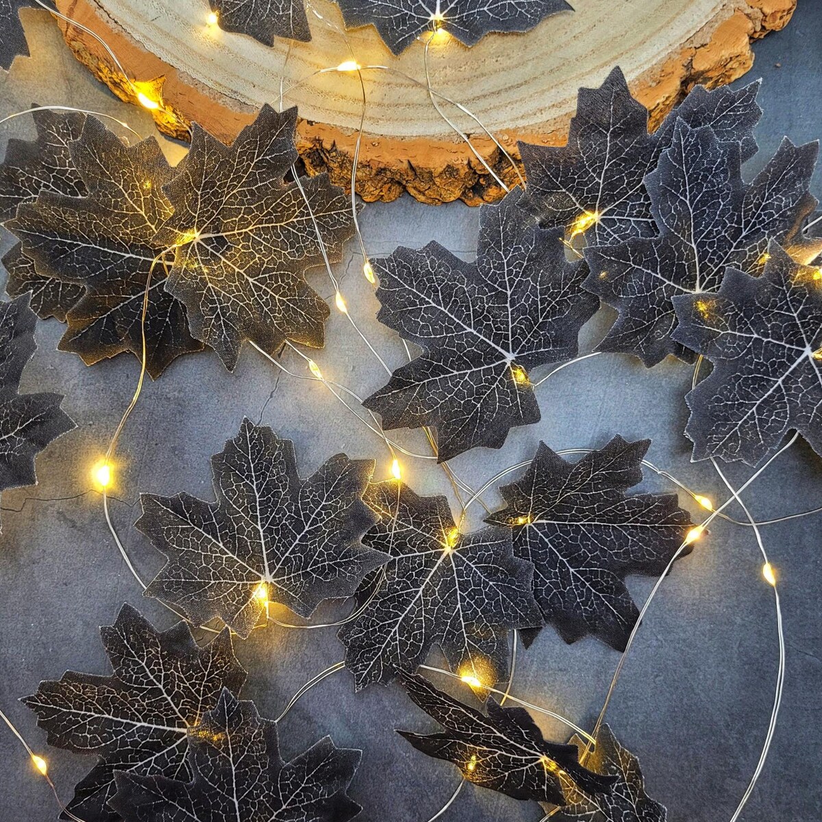 Black Halloween Decor Fairy Lights Gothic Skeleton Leaf Lit Garland Spooky Autumn Wedding Decoration Fall Party Cobweb String Lights - Etsy