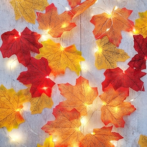 Herbst Blatt Lichterkette - Rustikales Herbst Dekor - Herbstlaub Hochzeit Tischbeleuchtung - Thanksgiving Girlande - Halloween Party Lichterkette