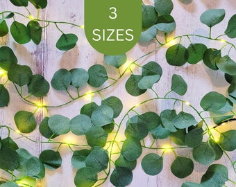 Eucalyptus Fairy Lights - Faux Foliage LED Garland - Festive Christmas Decor - Rustic Wedding String Lights - Boho Home Table Lighting