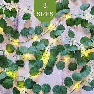 Eucalyptus Fairy Lights - Faux Foliage LED Garland - Festive Christmas Decor - Rustic Wedding String Lights - Boho Home Table Lighting
