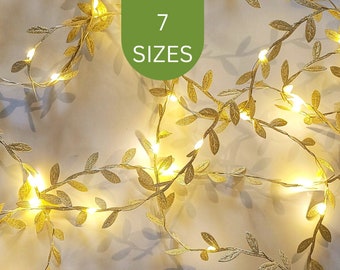 Gold Christmas Fairy Lights Garland - Rustic Table Decor String Lights - Festive Holiday Home Decorations - Seasonal Fireplace Mantle