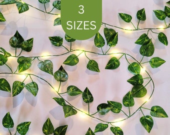 Extra Long Ivy Fairy Lights - Boho Bedroom String Lights - Rustic Woodland Wedding Reception Decor - Large Table Runner - Lit Leaf Garland